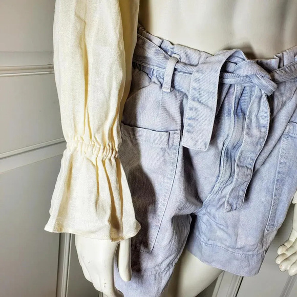 NWT WEWOREWHAT Women's Cream Colored Babydoll Crop Top Blouse Size XS - Picture 14 of 16